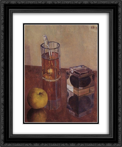 Still Life with Inkwell 20x24 Black Ornate Wood Framed Art Print Poster with Double Matting by Petrov Vodkin, Kuzma