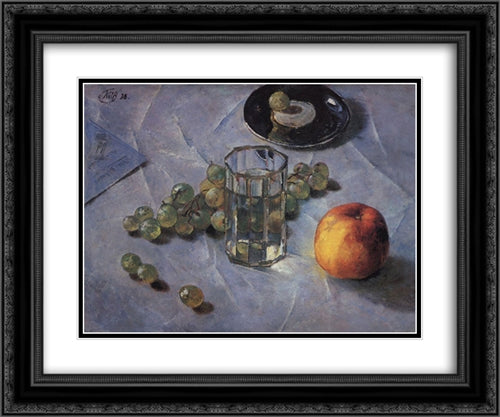 Grapes 24x20 Black Ornate Wood Framed Art Print Poster with Double Matting by Petrov Vodkin, Kuzma