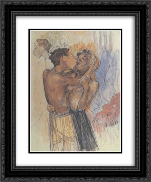 Kiss 20x24 Black Ornate Wood Framed Art Print Poster with Double Matting by Petrov Vodkin, Kuzma