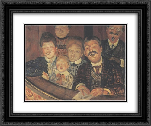 Theatre Farce 24x20 Black Ornate Wood Framed Art Print Poster with Double Matting by Petrov Vodkin, Kuzma