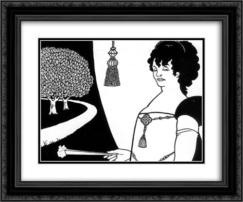 Madame Rejane 24x20 Black Ornate Wood Framed Art Print Poster with Double Matting by Beardsley, Aubrey