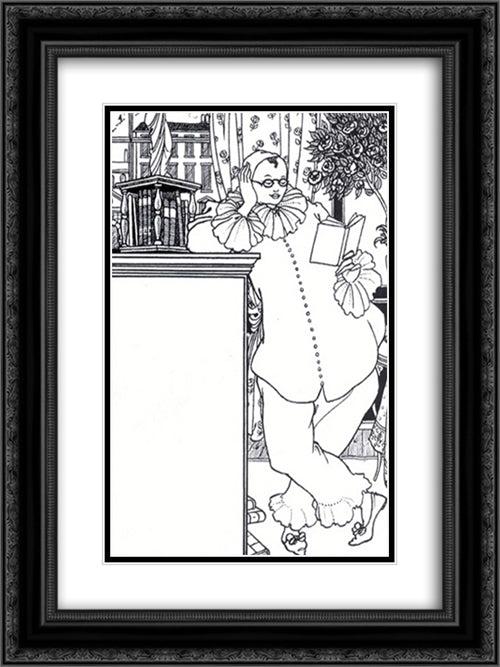 Pierrot 4 18x24 Black Ornate Wood Framed Art Print Poster with Double Matting by Beardsley, Aubrey