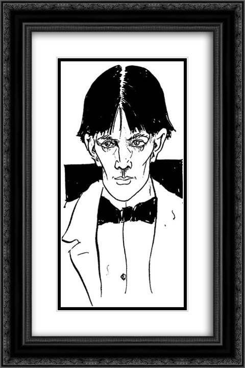 Self-portait 16x24 Black Ornate Wood Framed Art Print Poster with Double Matting by Beardsley, Aubrey