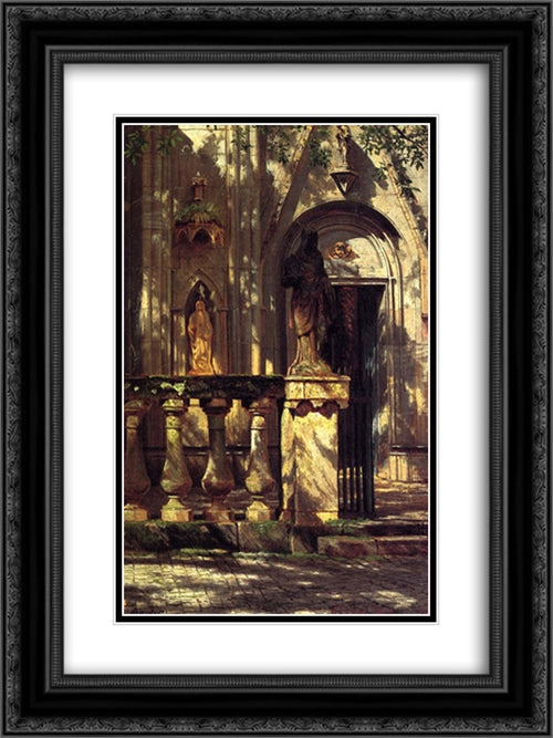 Sunlight and Shadow Study 18x24 Black Ornate Wood Framed Art Print Poster with Double Matting by Bierstadt, Albert