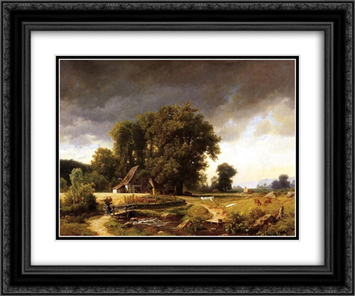 Westphalian Landscape 24x20 Black Ornate Wood Framed Art Print Poster with Double Matting by Bierstadt, Albert