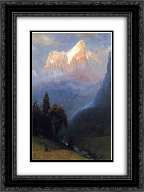 Storm Among the Alps 18x24 Black Ornate Wood Framed Art Print Poster with Double Matting by Bierstadt, Albert