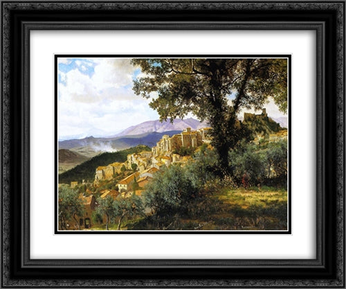 Olevano 24x20 Black Ornate Wood Framed Art Print Poster with Double Matting by Bierstadt, Albert