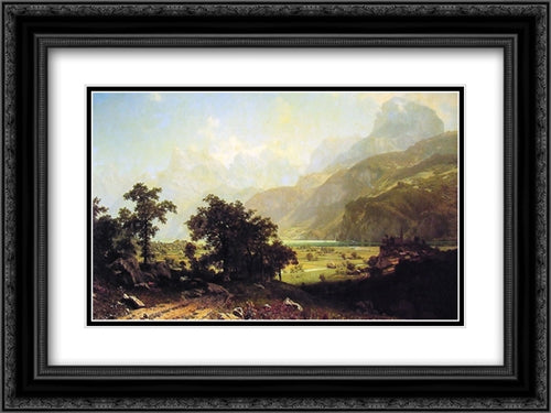 Lake Lucerne, Switzerland 24x18 Black Ornate Wood Framed Art Print Poster with Double Matting by Bierstadt, Albert