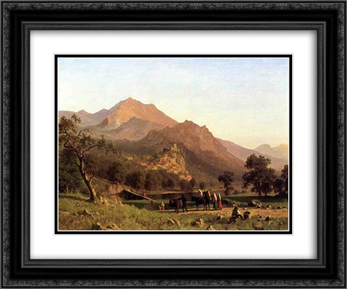 Rocca de Secca 24x20 Black Ornate Wood Framed Art Print Poster with Double Matting by Bierstadt, Albert