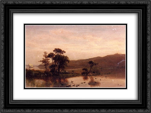 Study for Gosnold at Cuttyhunk 24x18 Black Ornate Wood Framed Art Print Poster with Double Matting by Bierstadt, Albert
