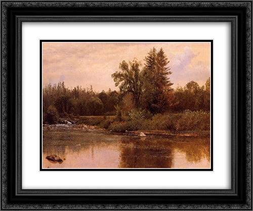 Landscape, New Hampshire 24x20 Black Ornate Wood Framed Art Print Poster with Double Matting by Bierstadt, Albert