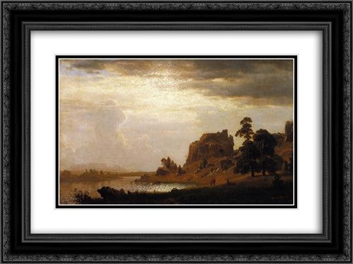 On the Sweetwater Near the Devil's Gate, Nebraska 24x18 Black Ornate Wood Framed Art Print Poster with Double Matting by Bierstadt, Albert