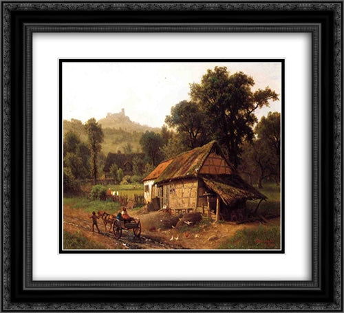 In the Foothills 22x20 Black Ornate Wood Framed Art Print Poster with Double Matting by Bierstadt, Albert