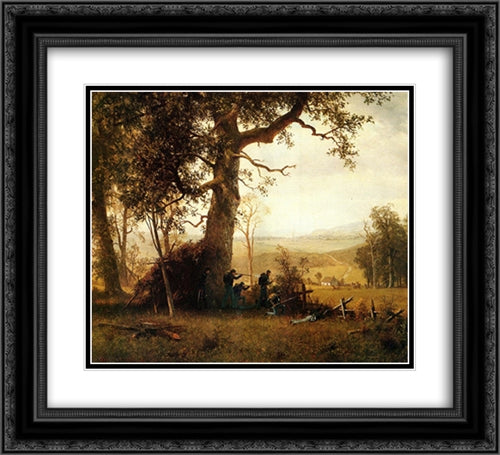 Guerrilla Warfare. Picket Duty in Virginia 22x20 Black Ornate Wood Framed Art Print Poster with Double Matting by Bierstadt, Albert