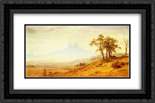 Mount Hood 24x16 Black Ornate Wood Framed Art Print Poster with Double Matting by Bierstadt, Albert