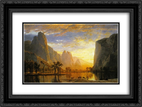 Valley of the Yosemite 24x18 Black Ornate Wood Framed Art Print Poster with Double Matting by Bierstadt, Albert