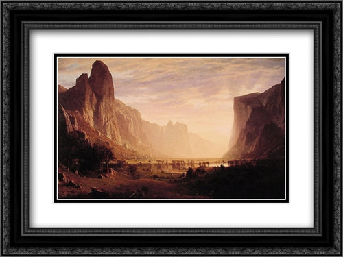 Looking Down Yosemite Valley, California 24x18 Black Ornate Wood Framed Art Print Poster with Double Matting by Bierstadt, Albert