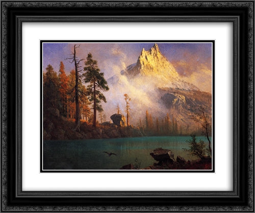 Mountain Lake 24x20 Black Ornate Wood Framed Art Print Poster with Double Matting by Bierstadt, Albert