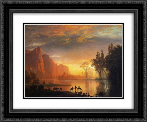 Yosemite Valley Sunset 24x20 Black Ornate Wood Framed Art Print Poster with Double Matting by Bierstadt, Albert