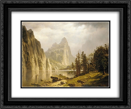 Merced River, Yosemite Valley 24x20 Black Ornate Wood Framed Art Print Poster with Double Matting by Bierstadt, Albert