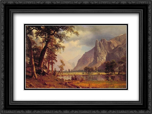 Yosemite Valley 24x18 Black Ornate Wood Framed Art Print Poster with Double Matting by Bierstadt, Albert