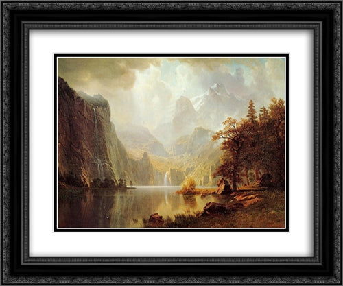 In the Mountains 24x20 Black Ornate Wood Framed Art Print Poster with Double Matting by Bierstadt, Albert