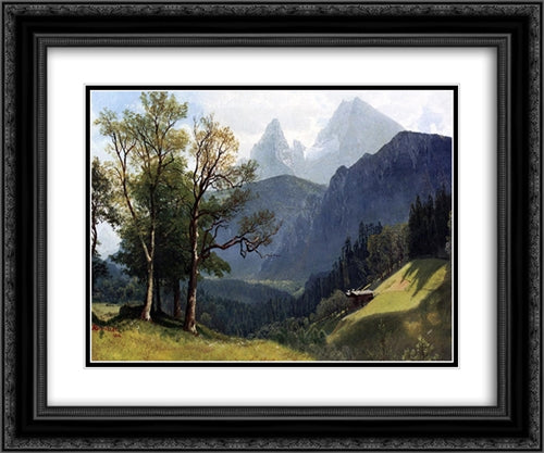 Tyrolean Landscape 24x20 Black Ornate Wood Framed Art Print Poster with Double Matting by Bierstadt, Albert