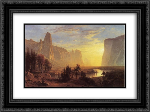 Yosemite Valley, Yellowstone Park 24x18 Black Ornate Wood Framed Art Print Poster with Double Matting by Bierstadt, Albert