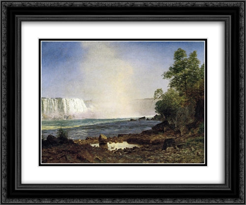 Niagara Falls 24x20 Black Ornate Wood Framed Art Print Poster with Double Matting by Bierstadt, Albert