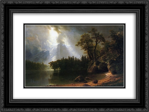 Yosemite 24x18 Black Ornate Wood Framed Art Print Poster with Double Matting by Bierstadt, Albert
