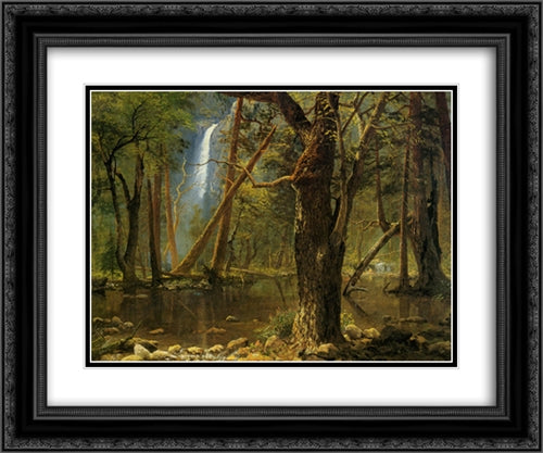 View in Yosemite Valley 24x20 Black Ornate Wood Framed Art Print Poster with Double Matting by Bierstadt, Albert