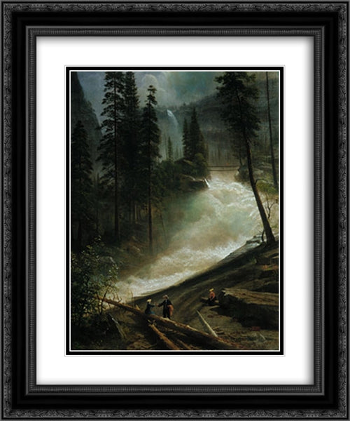 Nevada Falls, Yosemite 20x24 Black Ornate Wood Framed Art Print Poster with Double Matting by Bierstadt, Albert