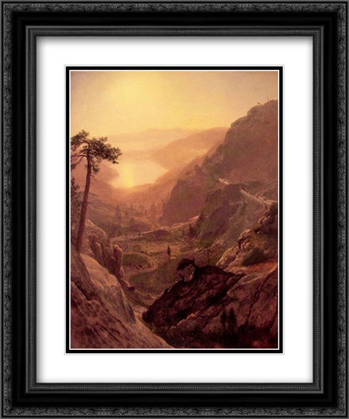 View of Donner Lake, California 20x24 Black Ornate Wood Framed Art Print Poster with Double Matting by Bierstadt, Albert