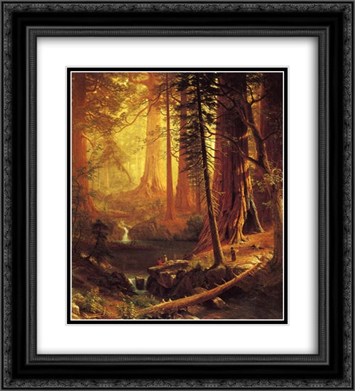 Giant Redwood Trees of California 20x22 Black Ornate Wood Framed Art Print Poster with Double Matting by Bierstadt, Albert