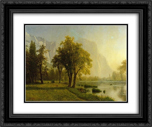 El Capitan, Yosemite Valley 24x20 Black Ornate Wood Framed Art Print Poster with Double Matting by Bierstadt, Albert