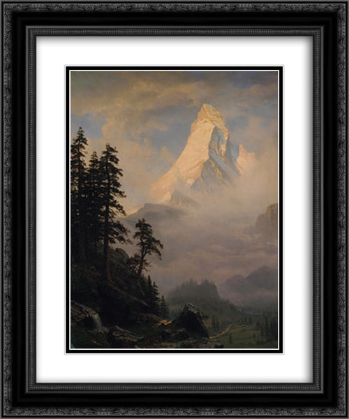 Sunrise on the Matterhorn 20x24 Black Ornate Wood Framed Art Print Poster with Double Matting by Bierstadt, Albert