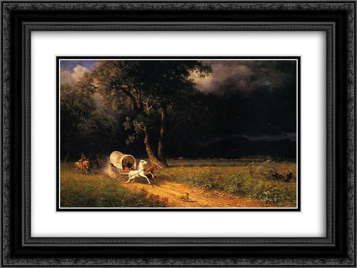 The Ambush 24x18 Black Ornate Wood Framed Art Print Poster with Double Matting by Bierstadt, Albert