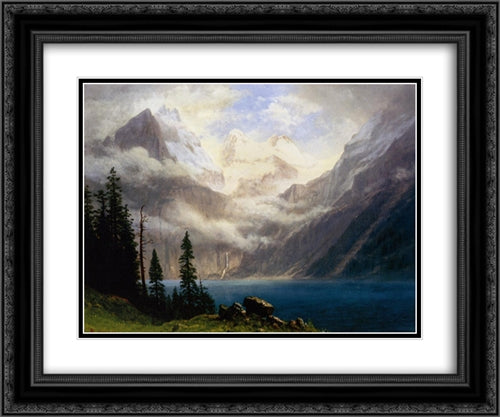 Mountain Scene 24x20 Black Ornate Wood Framed Art Print Poster with Double Matting by Bierstadt, Albert