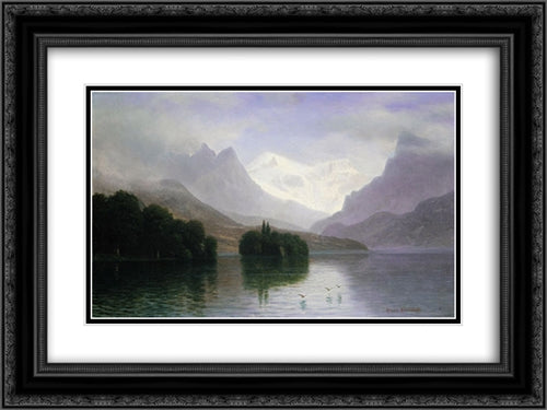 Mountain Scene 24x18 Black Ornate Wood Framed Art Print Poster with Double Matting by Bierstadt, Albert