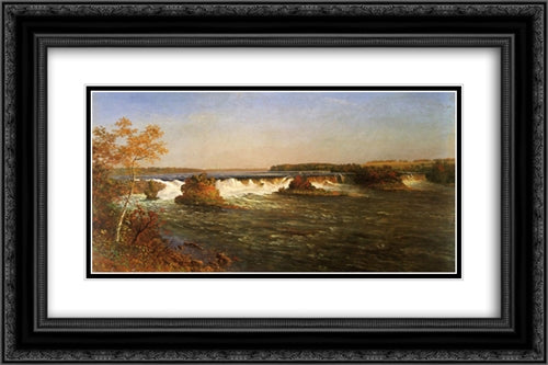 Falls of Saint Anthony 24x16 Black Ornate Wood Framed Art Print Poster with Double Matting by Bierstadt, Albert