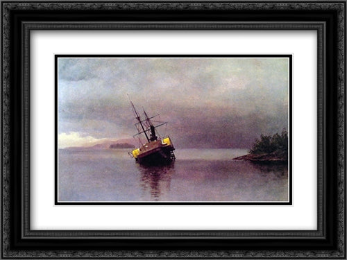 Wreck of the 'Ancon' in Loring Bay, Alaska 24x18 Black Ornate Wood Framed Art Print Poster with Double Matting by Bierstadt, Albert