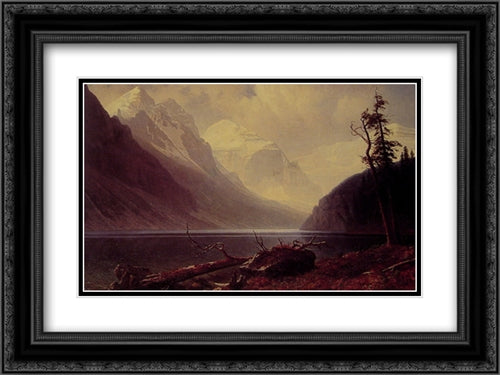 Lake Louise 24x18 Black Ornate Wood Framed Art Print Poster with Double Matting by Bierstadt, Albert