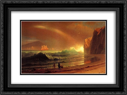 The Golden Gate 24x18 Black Ornate Wood Framed Art Print Poster with Double Matting by Bierstadt, Albert