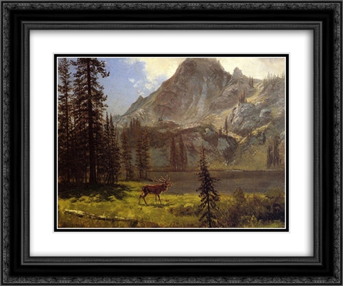 Call of the Wild 24x20 Black Ornate Wood Framed Art Print Poster with Double Matting by Bierstadt, Albert