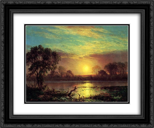 Evening, Owens Lake, California 24x20 Black Ornate Wood Framed Art Print Poster with Double Matting by Bierstadt, Albert