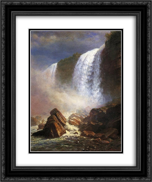 Falls of Niagara from Below 20x24 Black Ornate Wood Framed Art Print Poster with Double Matting by Bierstadt, Albert