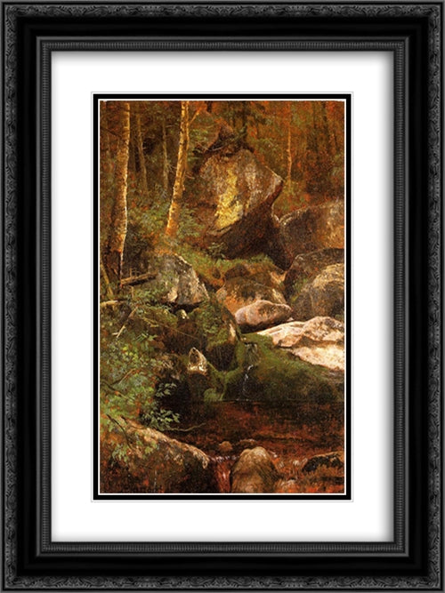 Forest Stream 18x24 Black Ornate Wood Framed Art Print Poster with Double Matting by Bierstadt, Albert