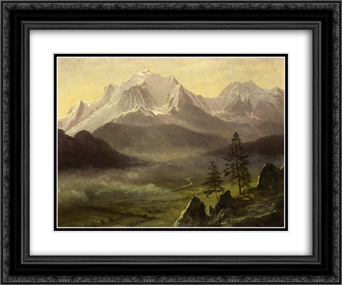 Grand Tetons 24x20 Black Ornate Wood Framed Art Print Poster with Double Matting by Bierstadt, Albert