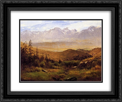 In the Foothills of the Mountains 24x20 Black Ornate Wood Framed Art Print Poster with Double Matting by Bierstadt, Albert