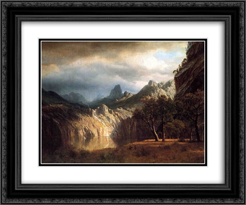 In Western Mountains 24x20 Black Ornate Wood Framed Art Print Poster with Double Matting by Bierstadt, Albert